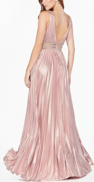 METALLIC CHAMPAGNE, BLUSH PINK, MAUVE EVENING GOWN - Picture 4 of 7